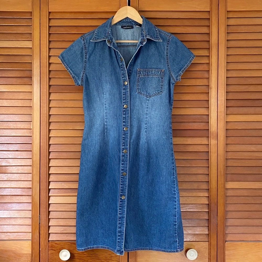 Y2K Moda International Dress Women's Size 8 Blue Jean Denim Button Up Vintage